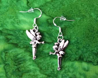 50% SALE Tinkerbell Earrings..Disney Princess Earrings..Disney Earrings..Fairy Earrings..Peter Pan Jewelry..925 Silver Wires FREE SHIPPING