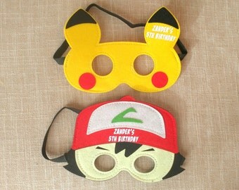 Personalized - Pokemon Masks, Pokemon Birthday Party, Pokemon Party Favors, Pokemon Go, Pokemon Costume, Pokemon Party, Pikachu