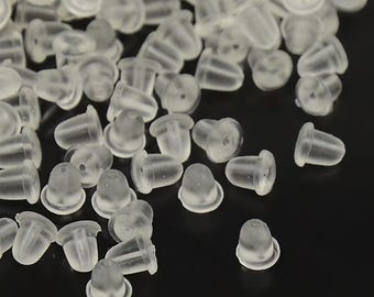 Earring Back/ Ear Nuts/ Clear Plastic Earring Back/ Hypoallergenic Earring Back/ Ear Back/ 4mm/ Jewelry Making Supplies/ Wholesale Beads