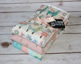 Modern Baby Burp Cloth~Set of 3~ Llama Love~ Baby Shower Gift