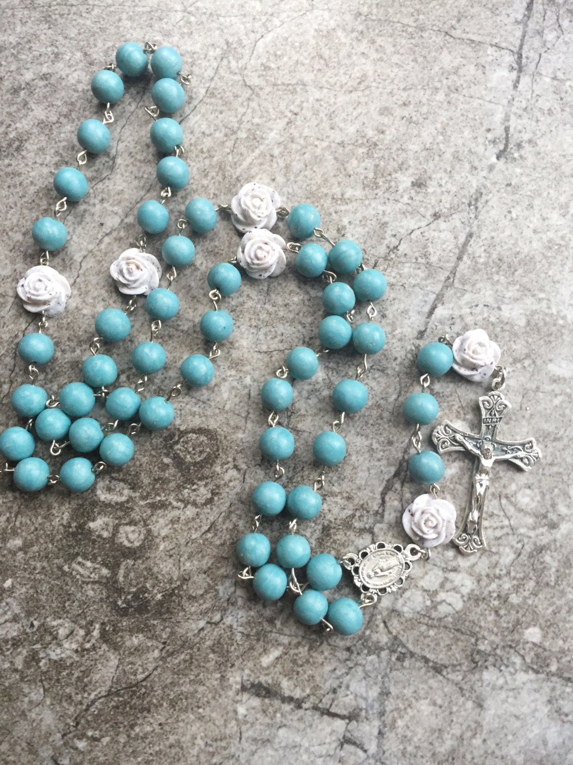 Memorial Rose Bead Rosary Keepsake Petals from Wedding