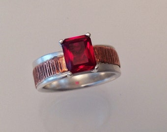 January Birthstone Ring- Garnet Ring, Red Garnet Ring, Solitaire Ring