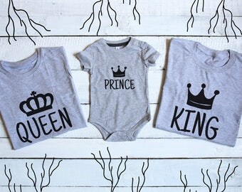 King Queen Prince Matching Family T-Shirts Royal Family Mother Father Son Matching shirts Mommy and Me Family Gift King Queen Prince Shirt