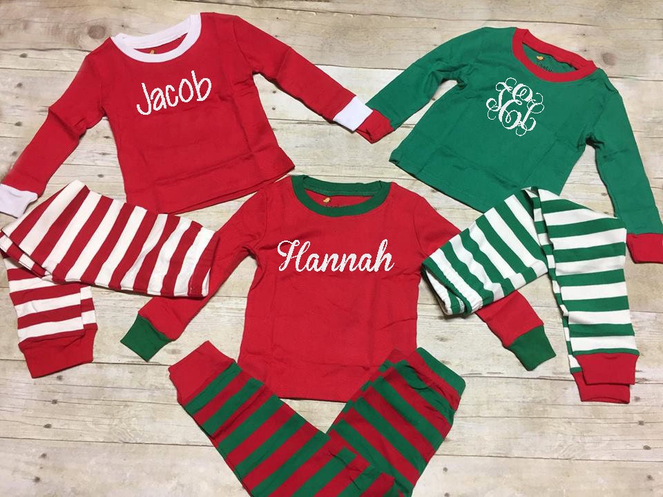 Personalized Monogrammed Christmas Pajamas Kids Personalized
