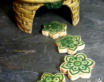 Fairy Garden Flowers | Stepping Stones Set #81 | Set of 4 Green Lotus Flowers
