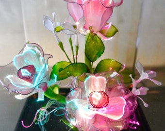 Beautiful Vintage Fiber Optic Flower Lamp - Fiber Optic Lamp - Flower Lamp - Mid Century Table Lamp - Novelty Lamp - Made In Japan