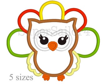 Thanksgiving Owl applique design, Owl applique design, Tahnksgiving applique design