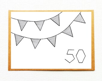 50th birthday card, 50th anniversary card, 50th birthday invitation, birthday invite, happy birthday, party invitation, modern party invite