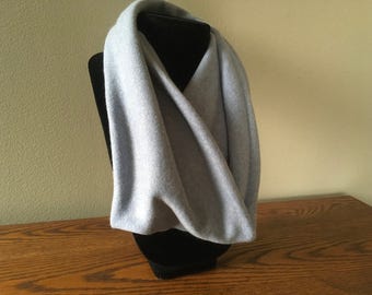 Upcycled cashmere infinity scarf. #29 Light blue cashmere infinity cowl.