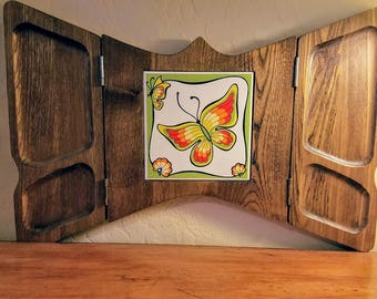 Vintage Butterfly Cheese Appetizer Board Folds Up