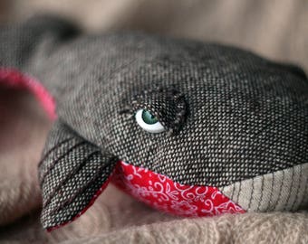 Interior toy "Whale Stephan", Home decor sea, Hand made toy, Fish toy