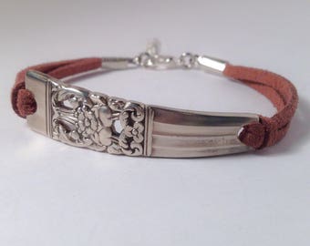 Leather Spoon Bracelet Handmade Silverware Jewelry