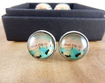 Peter Pan Earrings, Never Grow Up, Silver Studs, Quote Earrings, Peter Pan Jewelry