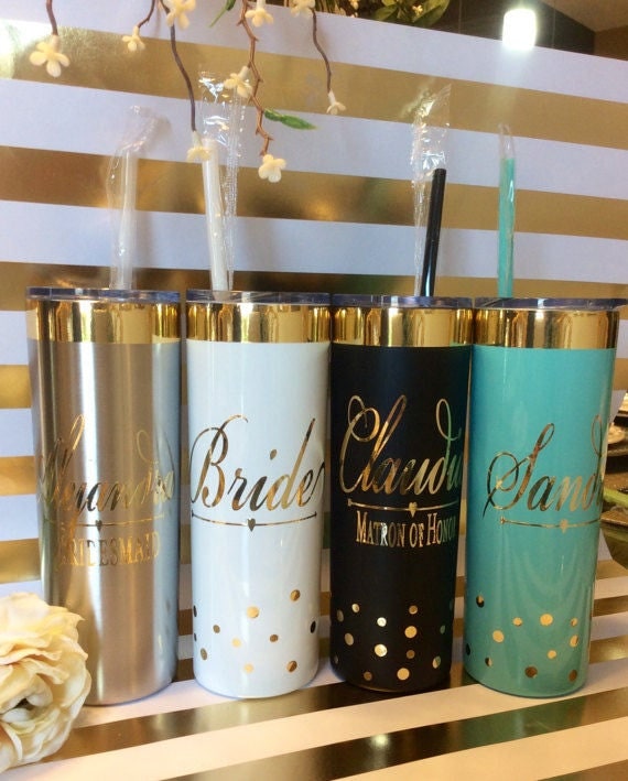 Personalized Tumbler with straw Bridesmaid tumblers