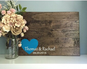 Rustic Wedding Guest Book Alternative / Original Corner Heart Design / Rustic Heart Rustic Decor Guest Sign In Wood Book Country Wedding