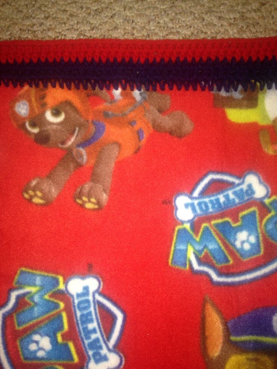 Paw Patrol NoSew Fleece Blanket Afghan with Crochet Edge No