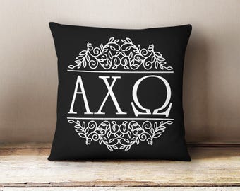 AXO Alpha Chi Omega Scroll Letters Pillow Choose Your Pillow Color