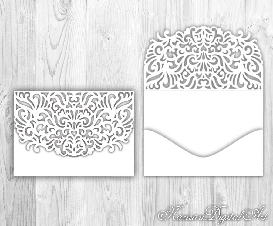 Download Wedding Invitation Pocket Envelope 5x7'' Cricut Silhouette