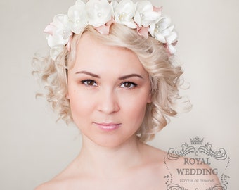 Bridal Headpiece Flower Crown Bridal Headband Wedding Headpiece Wedding Headband Blush Pink Headband Bridal Crown Flower Girl Headband