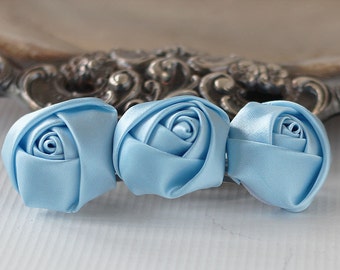 Bridal Barrette - Roses Wedding Hair Clip - French Barrette - Floral Hair Clip - Floral Headpiece - Satin Roses Barrette - Rose Barrette