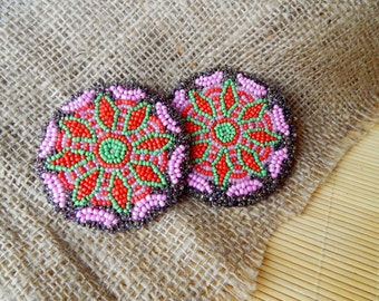 Ethnic Beadwork Beaded Medallion Gul i Peron Gul-i-peron Tribal Disk Afghani Beadwork Tribal Beadwork Kuchi Accessories Tribal Talisman