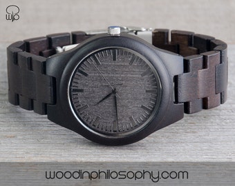 Wooden Watch Ebony | Dark Grey Dial | Engraved Wood Watch | Personalized Wood Watch For Men | Best Gift | Best Gift For Men