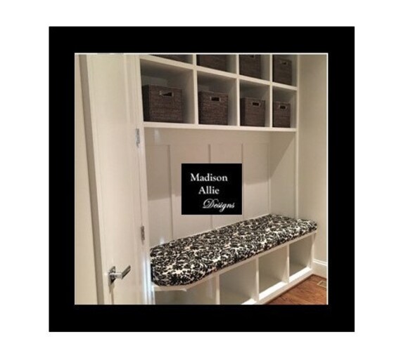 Custom Mudroom Bench Cushions and Covers with Side Notches