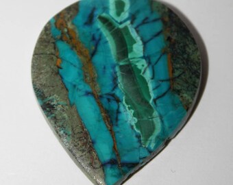 Russian Malachite Chrysocolla Cabochon, 37x31x4 mm