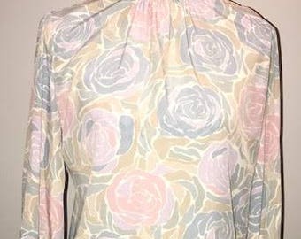 Vintage Floral Secretary Blouse / size 8 / by Dalton