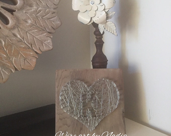 Heart with initial wire art