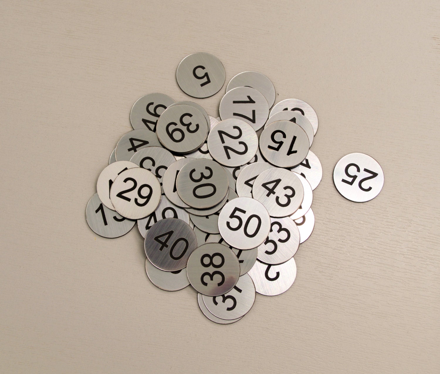 Set of 60x3cm Custom Engraved Number Discs Self Adhesive