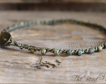 Beaded Anklet, Beaded Crochet Anklet, Crocheted Anklet, Beaded Crochet Jewelry, Boho Beach Jewelry, Crochet Beaded Anklet, Crocheted Jewelry