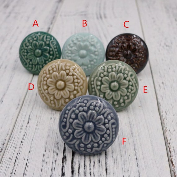 Ceramic Knobs Large Flower Drawer Knobs Pulls Dresser Knob