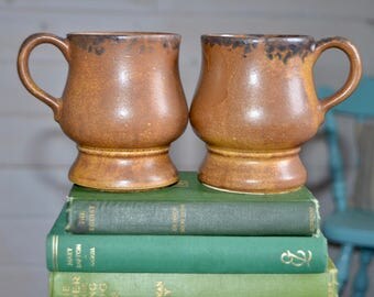 Pair of Vintage McCoy Coffee Mugs, Vintage McCoy Pottery Mugs, Stoneware Mugs