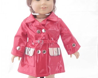 Red Designer Rain Coat and Matching Boots for American Girl Dolls and Most 18 Inch Dolls