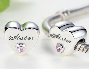 Sterling 925 silver charm sisters love bead pendant fits Pandora charm and European charm bracelet