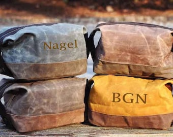 Men's Monogrammed Toiletry Bag, Monogrammed Fathers Day Gift, Fathers Day Gift, personalized groomsmen gifts, Waxed Canvas Toiletry, MT03