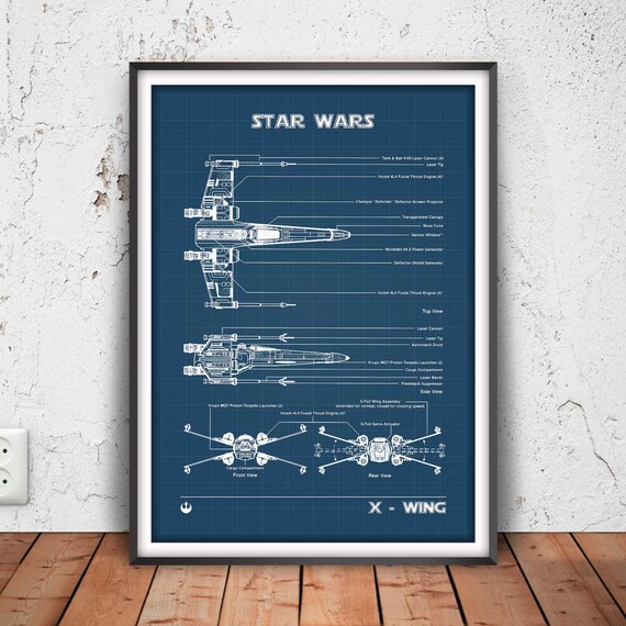XWING FIGHTER poster star wars print star wars by PrintPoint