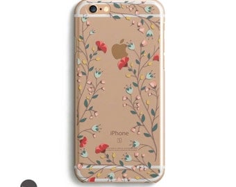 Flower iphone 6 case, Flower iphone case, Flower phone case, transparent iphone 6s case, clear iphone case with design, iphone 6s plus, case