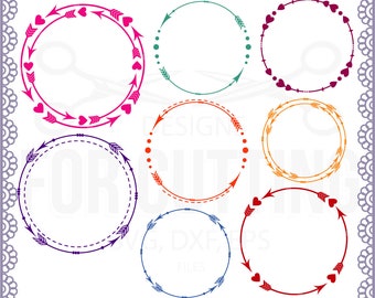 Arrow frame, Arrow monogram initial border, Circle Arrow frame, love, boho, DXF/.SVG/.EPS File, Cutting or Printing, Instant Download. 0541
