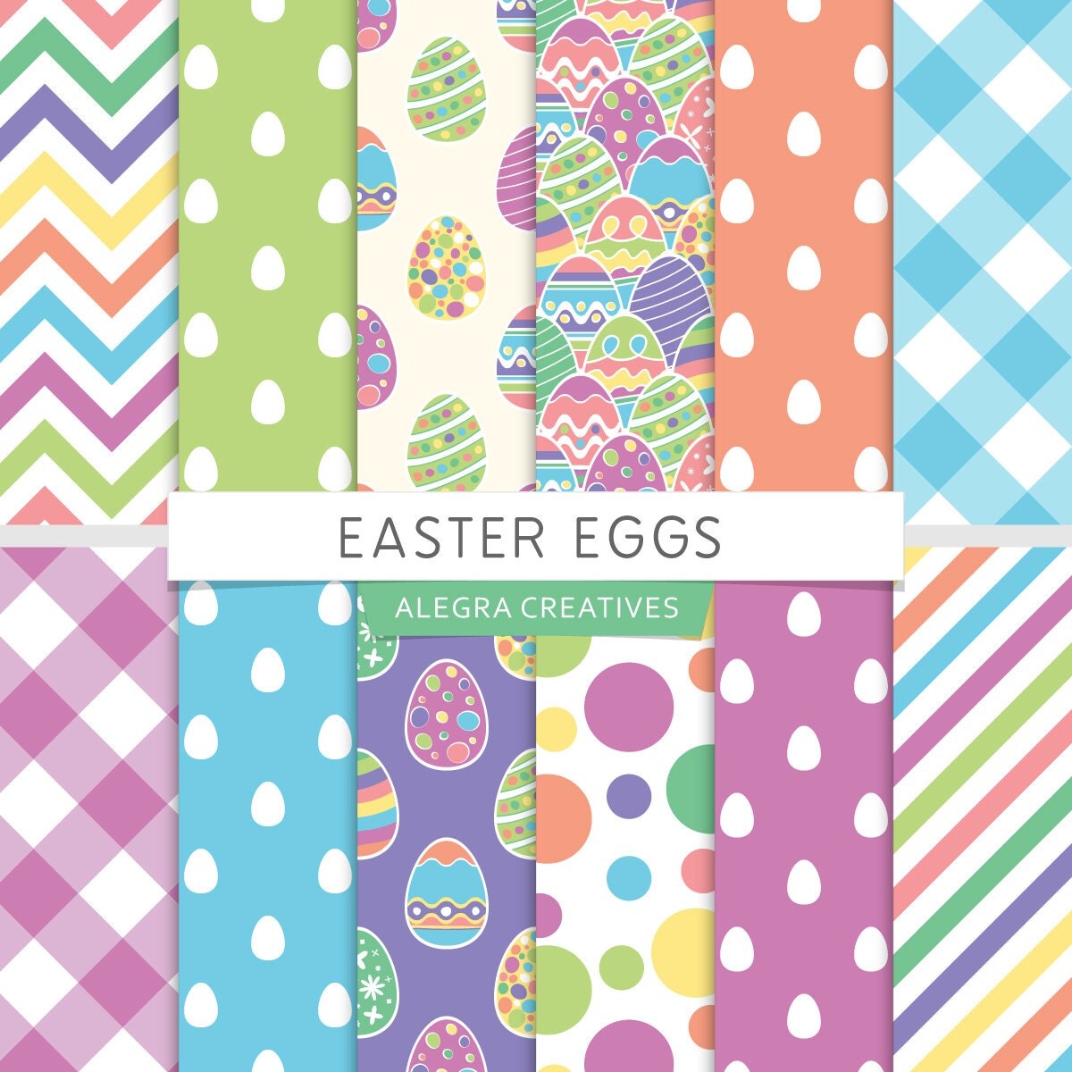 Easter Eggs digital paper easter scrapbook by AlegraCreatives