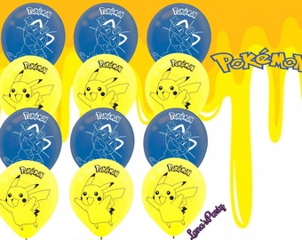 12pc latex Pokemon Pikachu balloons party decoration table cover banner flag cupcake toppers