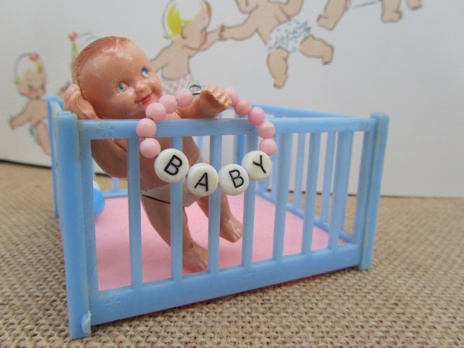 Vintage Doll Bracelet Hospital ID Tiny Girl Pink