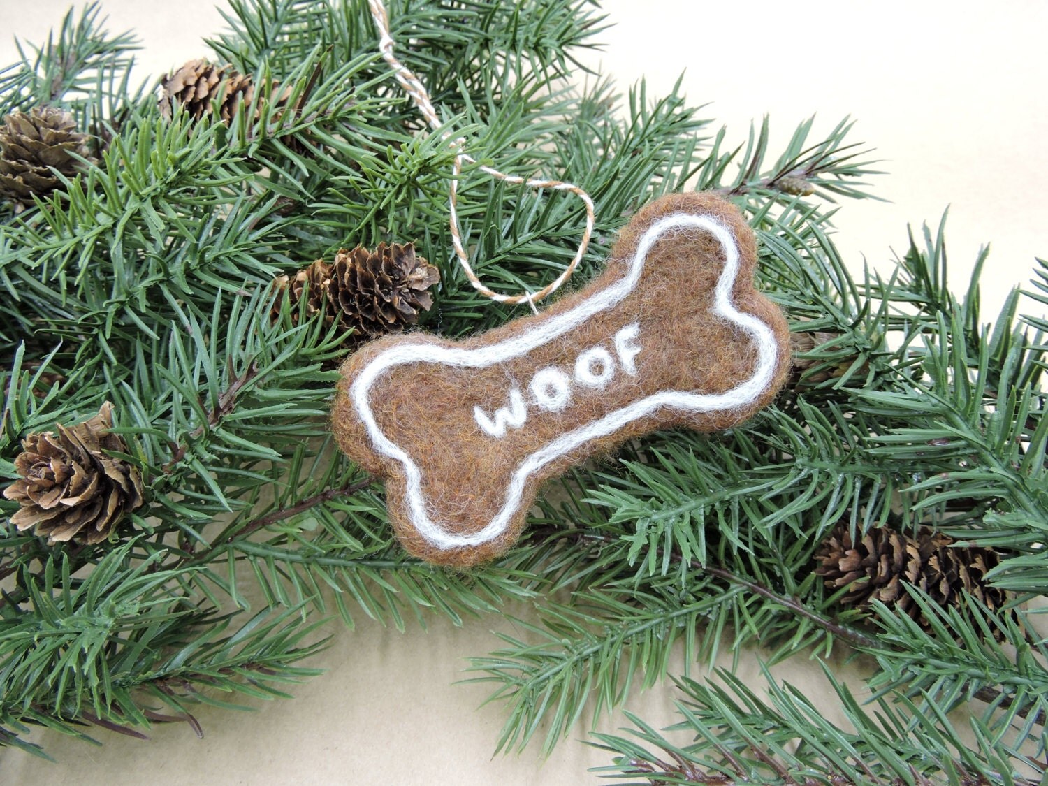 Gingerbread Dog Bone Ornament Christmas Tree by FabledFelt on Etsy