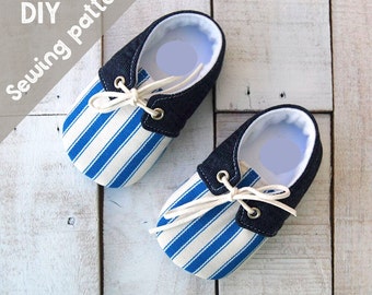 DIY kid's sewing pattern pdf, Retro Baby boy shoes, shoes with lace, kids shoes, baby shoes, sizes New born to 12month, boys clothes pattern