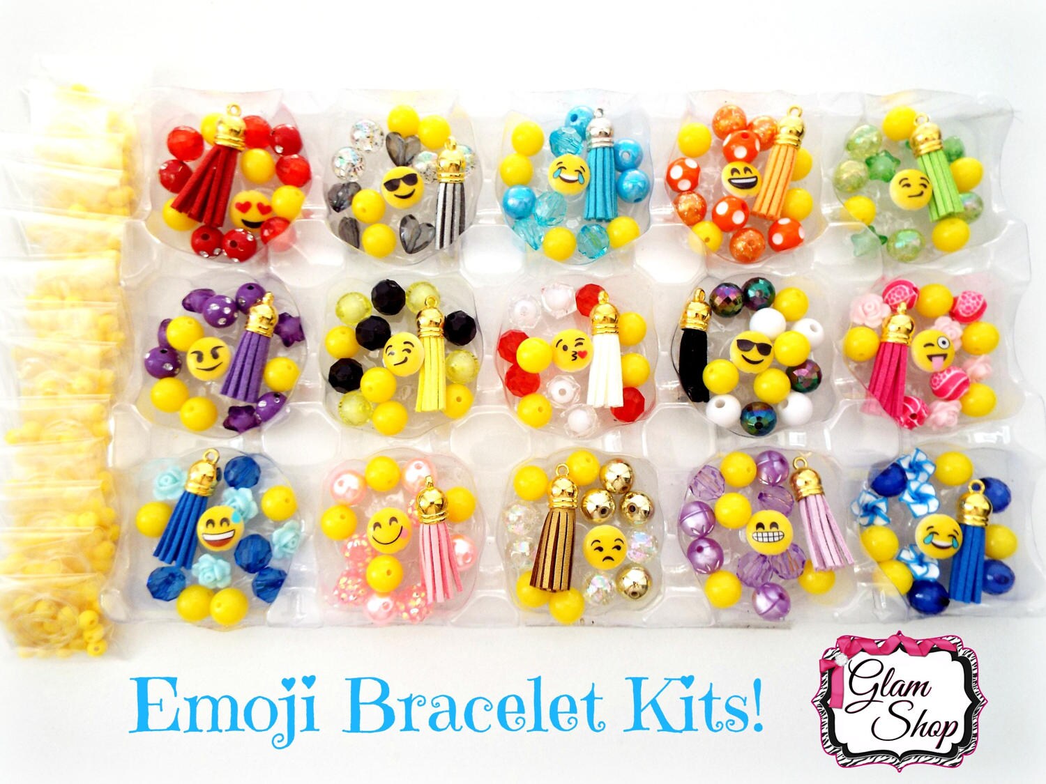 Emoji Party Favors DIY Bracelet Kits Makes 15 Bracelets