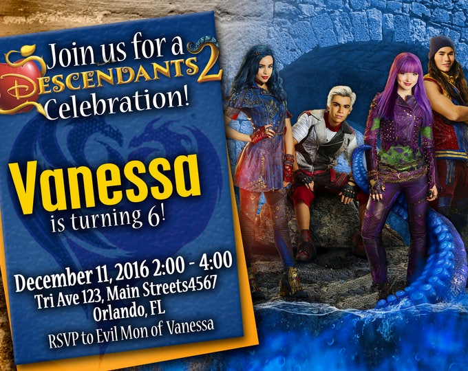 Birthday Invitation Disney Descendants 2 - We deliver your order in record time!, less than 4 hour! Best Value. Descendants 2 Party