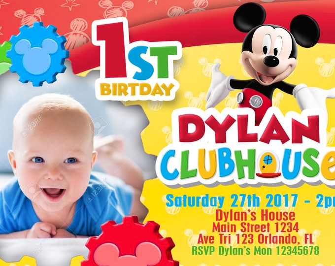 Disney Mickey Mouse Club House Birthday Invitation with Photo - We deliver your order in record time!, less than 4 hour! Best Value - MICKEY
