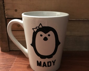 Personalized penguin mug