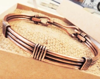 Copper bangle bracelet - Vi6ntage copper wire wrapped men's bracelet - Unisex bracelet - Bracciale in rame da uomo or donna
